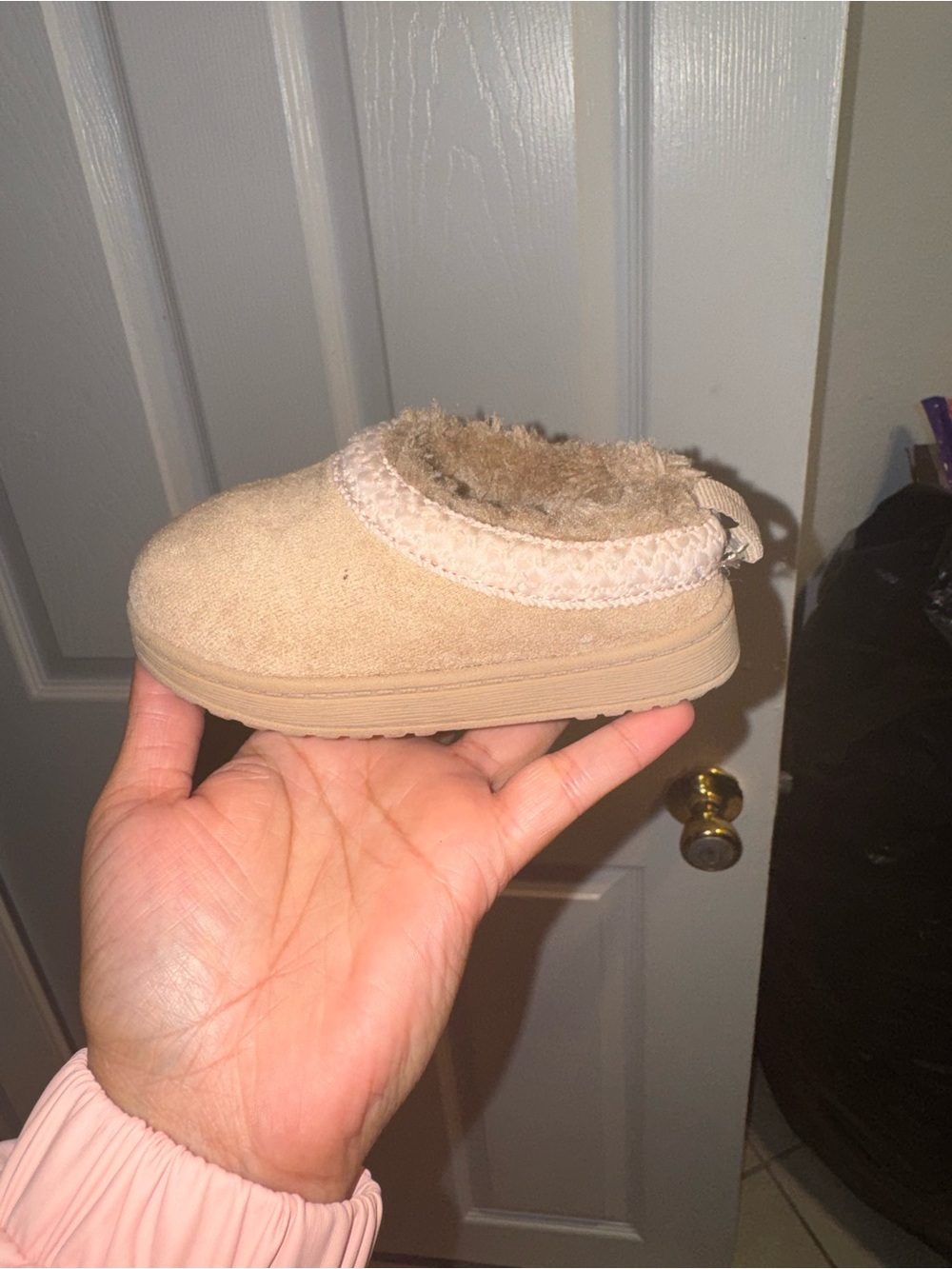 Kids Cozy Slip-On Faux Fur Lined Shoe - Tan